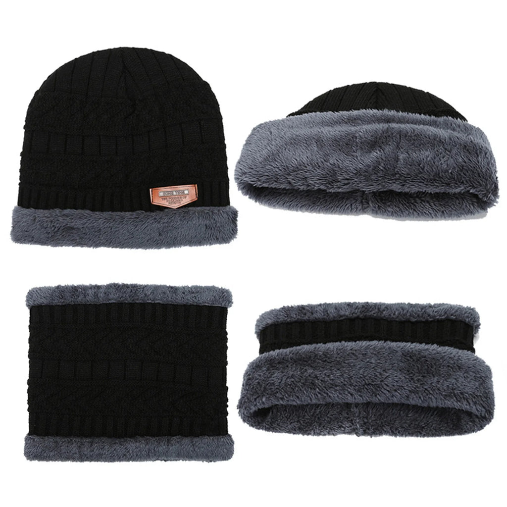Mens Womens Winter Beanie Hat Scarf Set,Warm Knit Thick Fleece Lined Winter Skull Cap Neck Warmer for Men Women Gifts