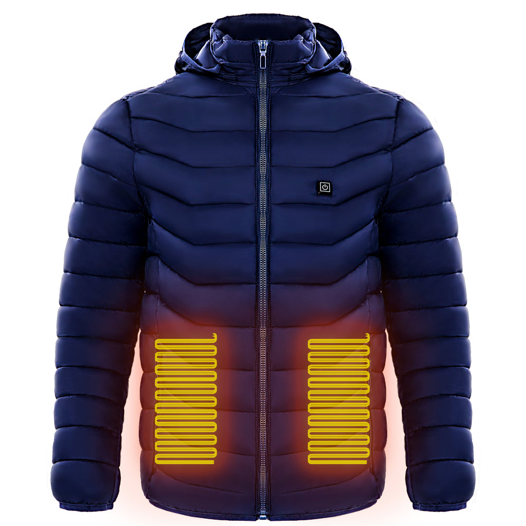 Men Heated Puffer Jacket Electric Heating Coat Insulated Hood Windbreaker