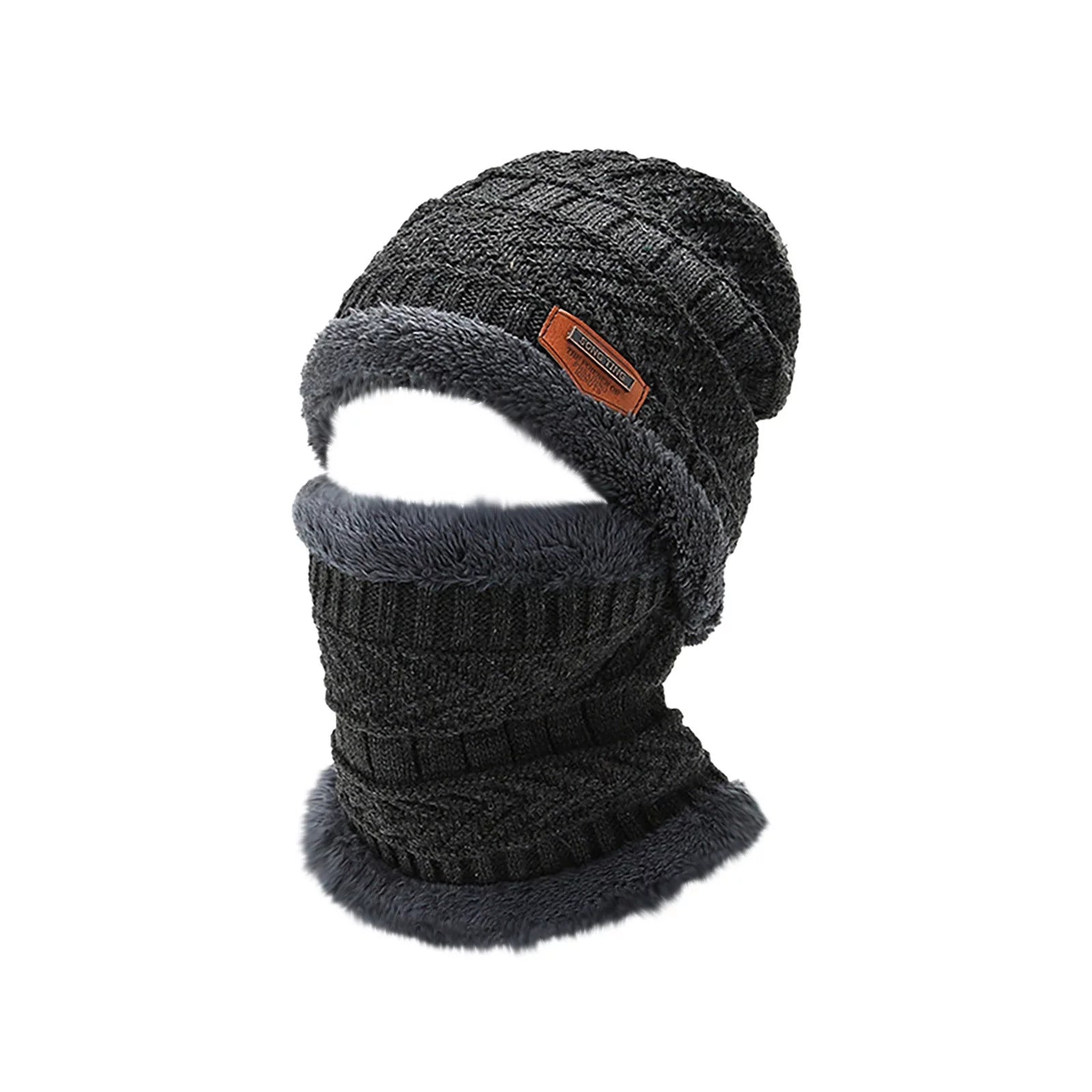 Mens Womens Winter Beanie Hat Scarf Set,Warm Knit Thick Fleece Lined Winter Skull Cap Neck Warmer for Men Women Gifts